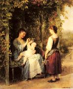 Fritz Zuber-Buhler Tickling the Baby oil on canvas